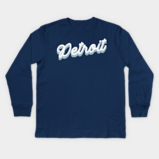 detroit cursive script Kids Long Sleeve T-Shirt